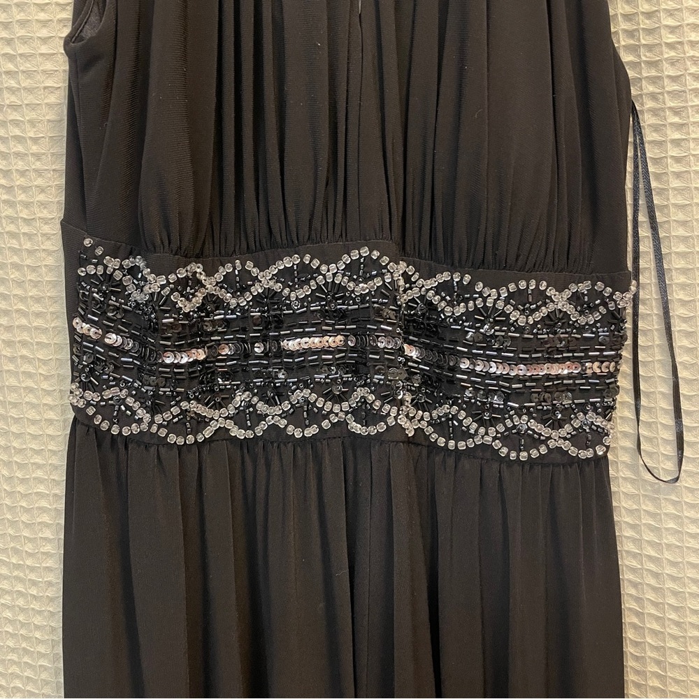 R&M Richards Black Special Occasion Beaded Waist Gown Sz 4 - Picture 7 of 9